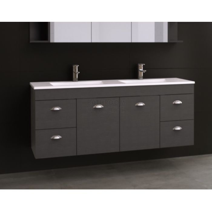 Timberline - Bargo 1500mm Wall Hung Vanity with Double Basin Ceramic Top