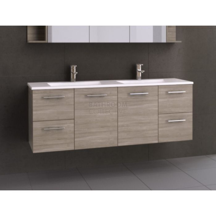 Timberline - Carlo 1500mm Wall Hung Vanity with Double Basin Ceramic Top