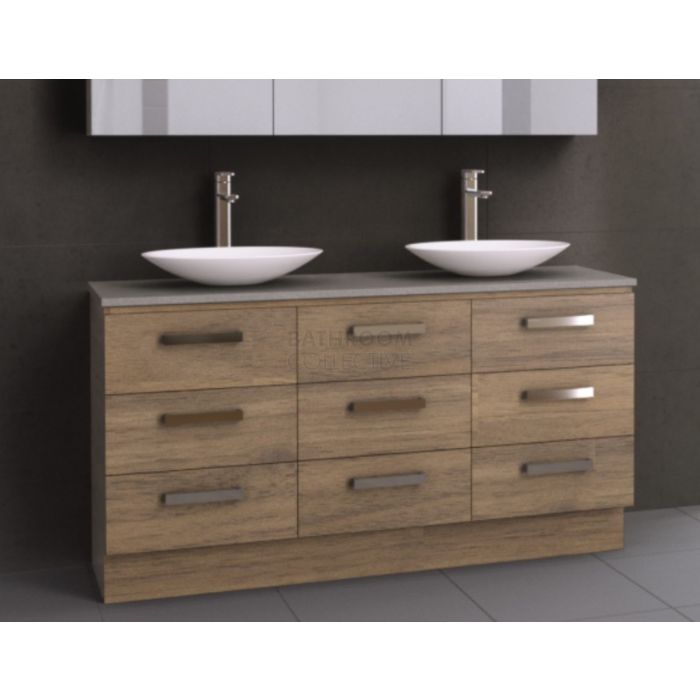 Timberline - Ashton 1500mm Floor Standing Vanity with Stone, Freestyle or Meganite Top and Double Ceramic Basin