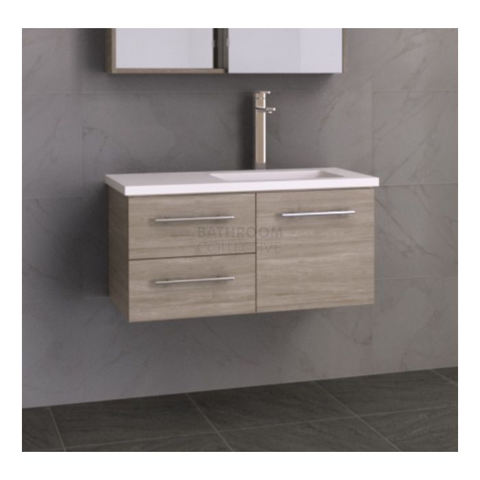 Timberline - Dakota 900mm Wall Hung Vanity with Stone, Freestyle or Meganite Top and Offset Under Counter Basin
