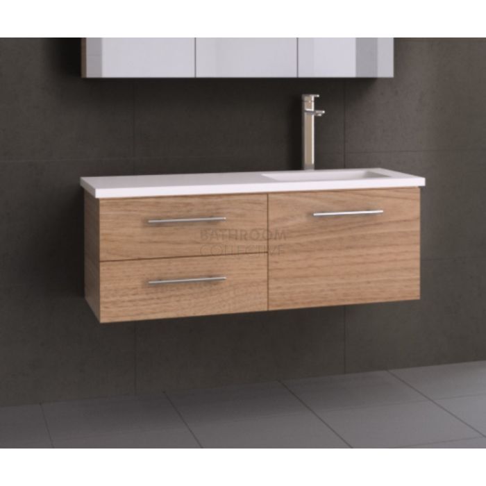 Timberline - Dakota 1200mm Wall Hung Vanity with Stone, Freestyle or Meganite Top and Offset Under Counter Basin