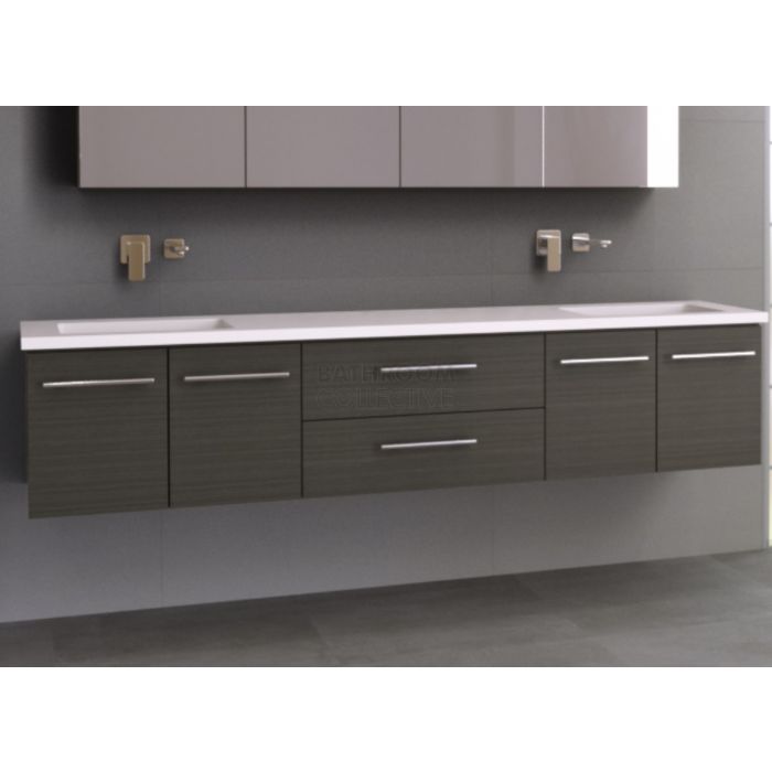 Timberline - Dakota 2100mm Wall Hung Vanity with Stone, Freestyle or Meganite Top and Double Under Counter Basin