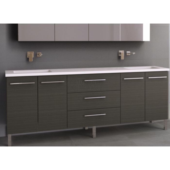 Timberline - Dakota 2100mm On Leg Vanity with Stone, Freestyle or Meganite Top and Double Under Counter Basin