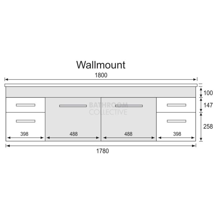 Marquis - Mariner8 1800mm Wall Mounted Vanity with Caesarstone/Silestone Top & Single Basin