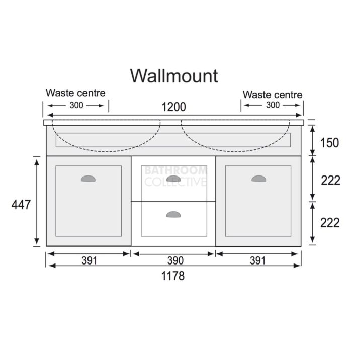 Marquis - Bowral6 1200mm Wall Mounted Vanity with Acrylic Moulded Double Basin Top