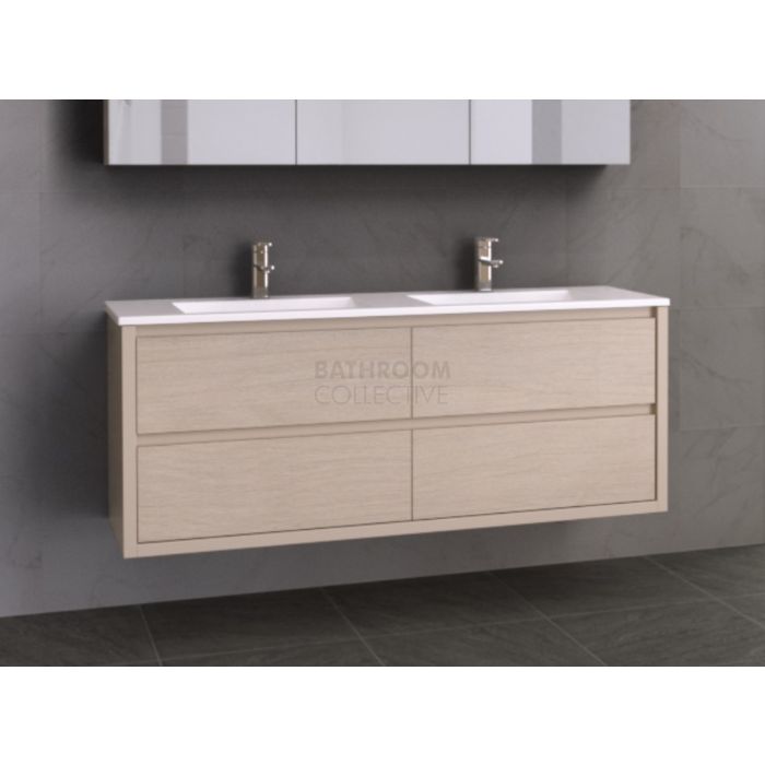 Timberline - Grange 1500mm Wall Hung Vanity with Double Basin Ceramic Top