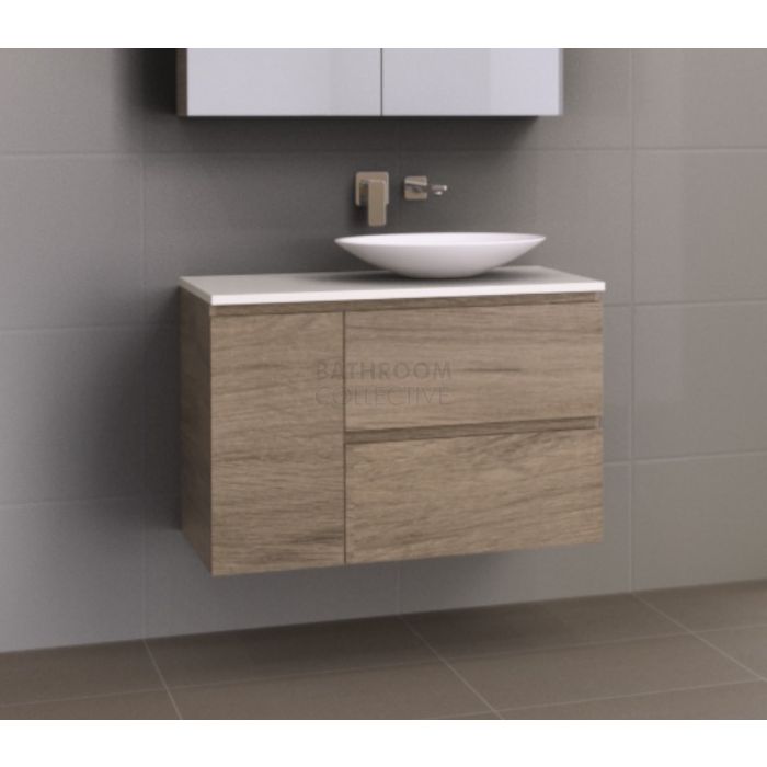 Timberline - Marshall 900mm Wall Hung Vanity with 20mm Meganite Top and Ceramic Above Counter Offset Basin