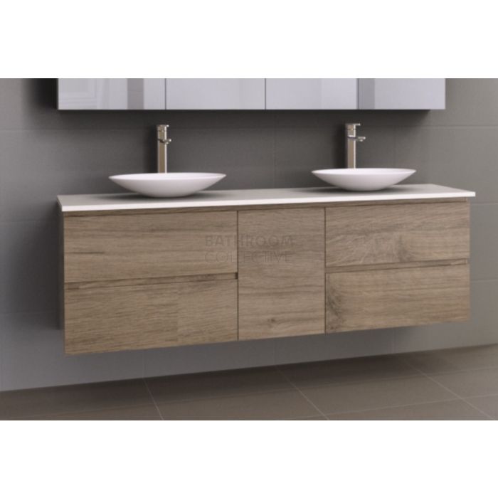 Timberline - Marshall 1800mm Wall Hung Vanity with 20mm Meganite Top and Ceramic Above Counter Double Basin