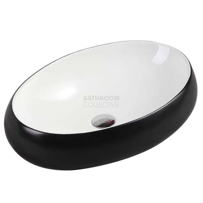 Collections - Chur 610mm Black/White Counter Top Round Basin 