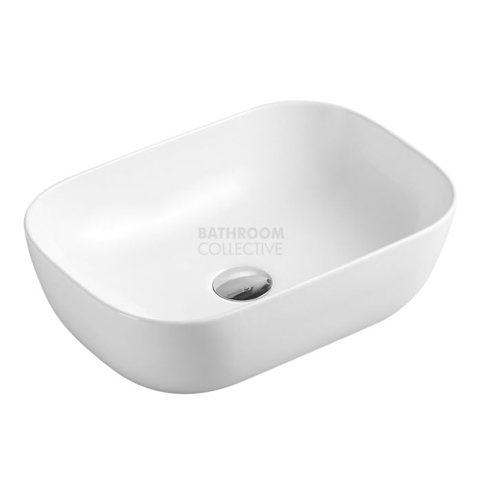 Collections - Evea 460mm White Round Edge Rectangular Counter Top Basin 