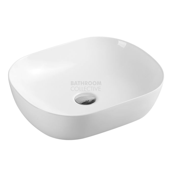 Collections - Evea 465mm White Round Edge Rectangular Counter Top Basin 