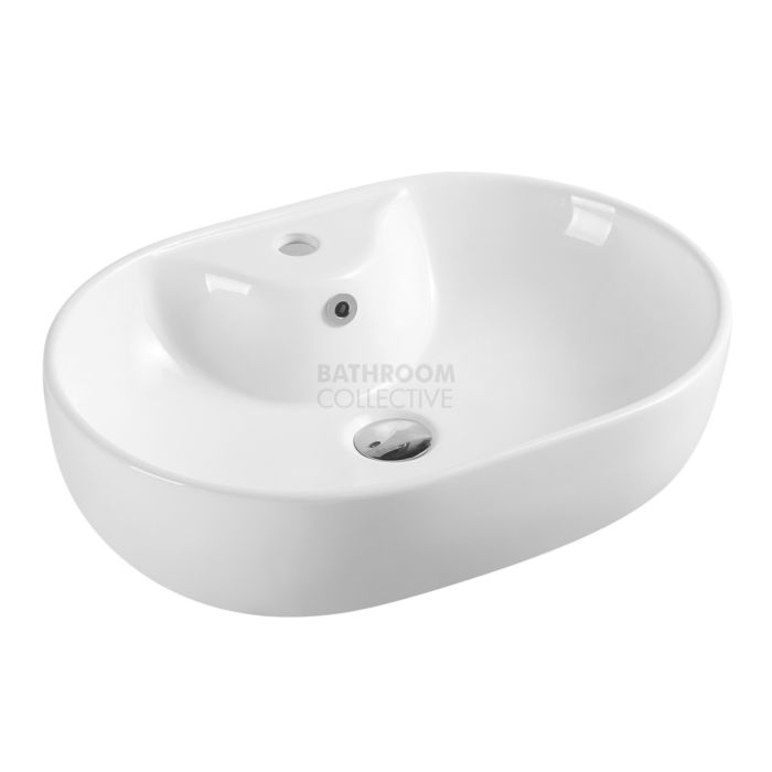 Collections - Evea 600mm White Round Counter Top Basin with Mixer Hole 