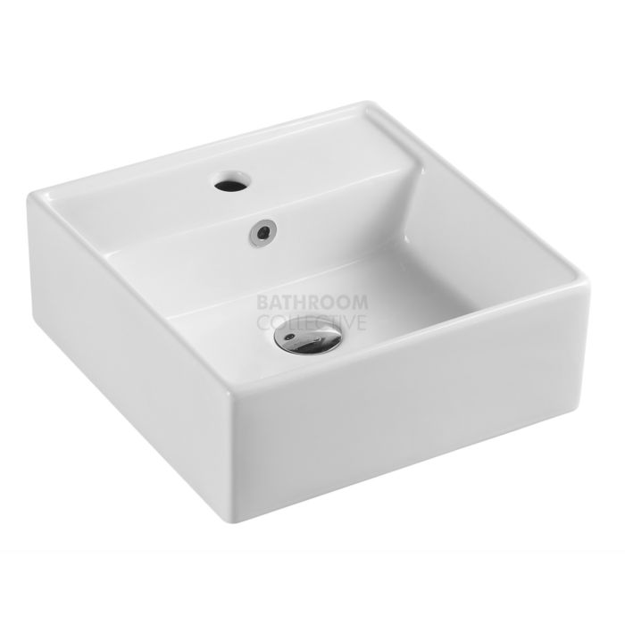 Collections - Vento 410mm White Square Wall Hung Basin with Tap Hole 