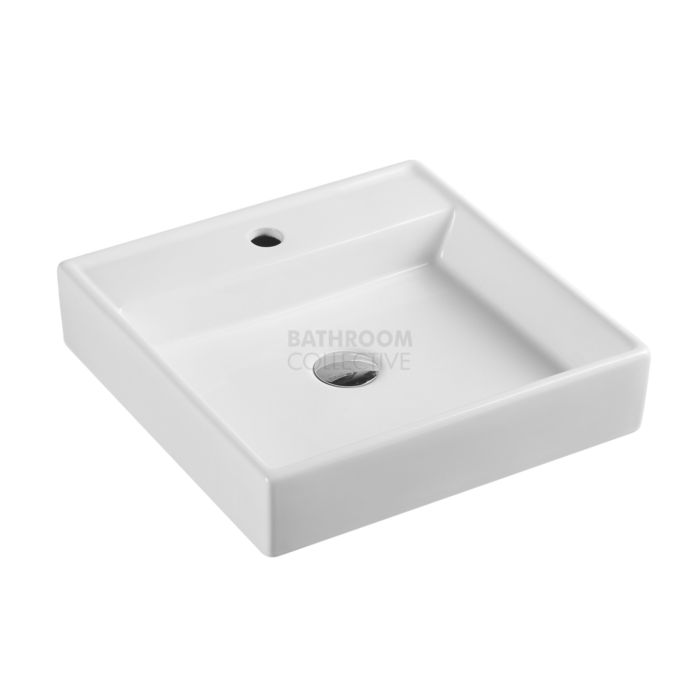 Collections - Vento 445mm White Square Wall Hung Basin with Tap Hole 