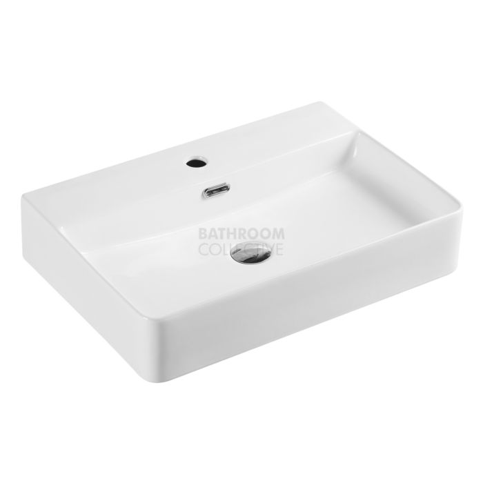 Collections - Vento 600mm White Rectangular Wall Hung Basin with Tap Hole