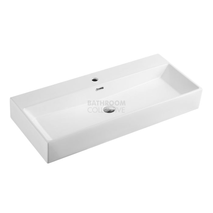 Collections - Vento 1000mm White Rectangular Wall Hung Basin with Tap Hole 