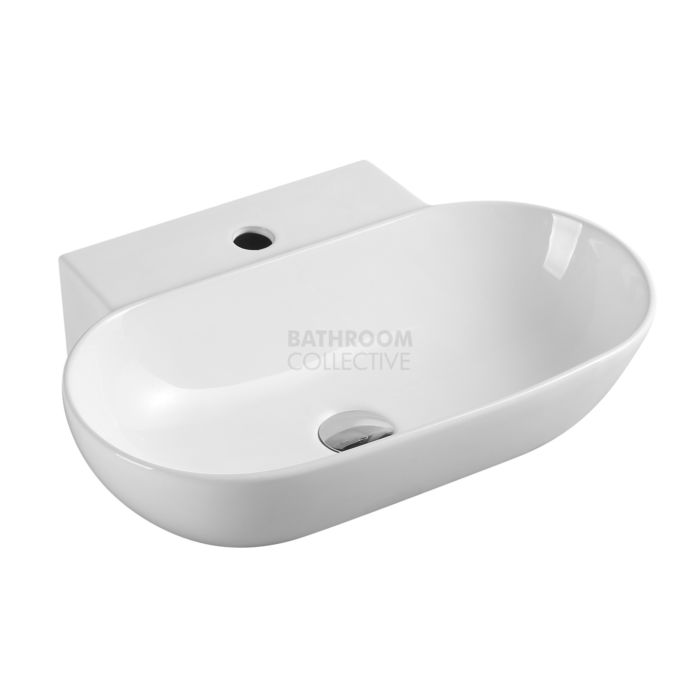 Collections - Vento 560mm White Oval Wall Hung Basin with Tap Hole 