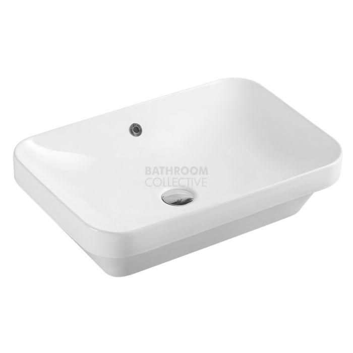 Collections - Cosy 605mm White Round Edged Rectangular Insert/Counter Top Basin 