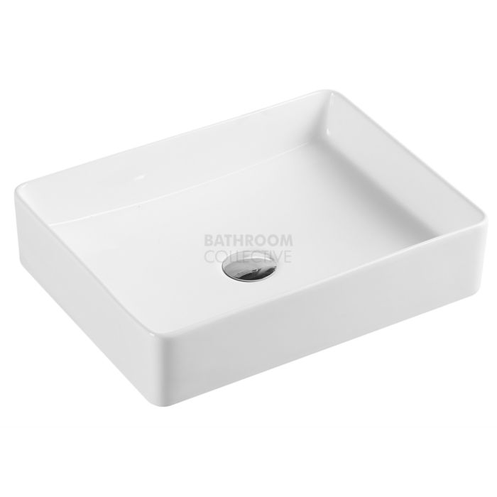 Collections - QTRO 470mm White Rectangular Counter Top Basin 