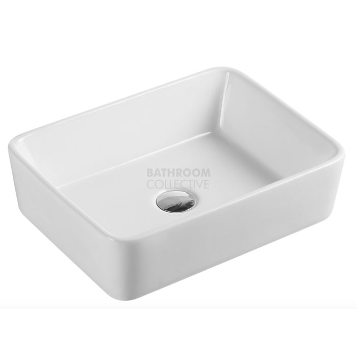 Collections - QTRO 475mm White Rectangular Counter Top Basin 