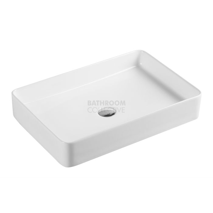 Collections - QTRO 600mm White Rectangular Counter Top Basin 