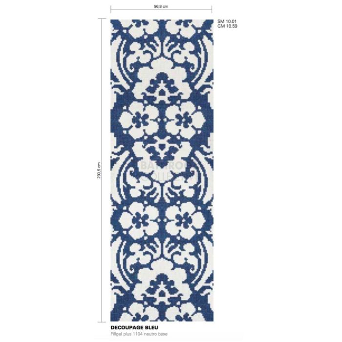 Bisazza - Floral Decoupage Bleu Decorative Glass Mosaic Tiles, order unit 2.8m2