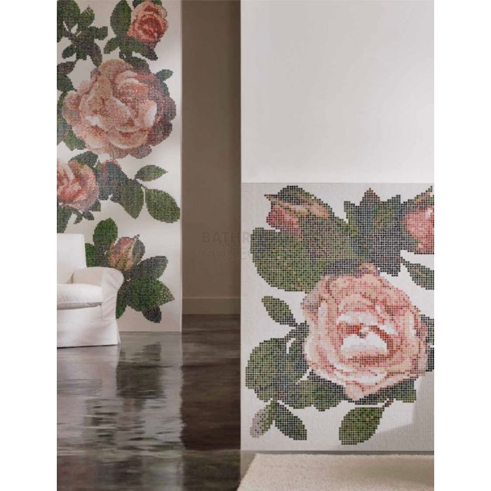 Bisazza - Floral Springrose Bianco Decorative Glass Mosaic Tiles, order unit 3.73m2