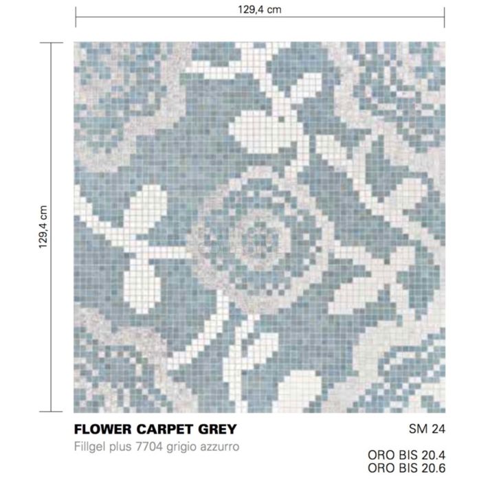 Bisazza - Floral Flower Carpet Grey Decorative Glass Mosaic Tiles, order unit 1.66m2