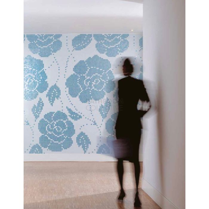 Bisazza - Floral Winter Flowers Blue Decorative Glass Mosaic Tiles, order unit 3.73m2