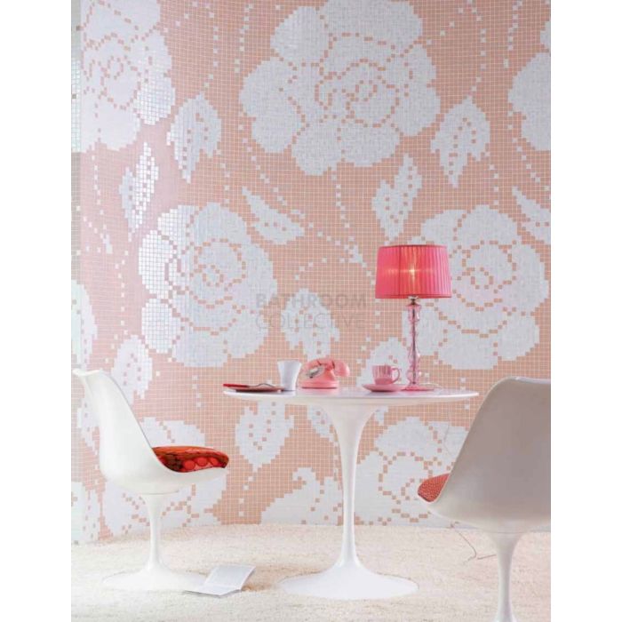 Bisazza - Floral Winter Flowers Pink Decorative Glass Mosaic Tiles, order unit 3.73m2