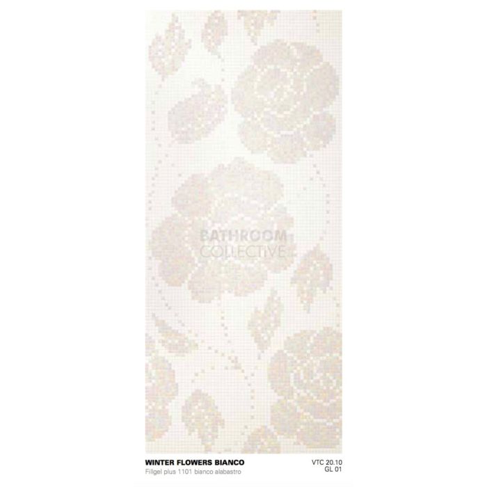 Bisazza - Floral Winter Flowers Bianco Decorative Glass Mosaic Tiles, order unit 3.73m2