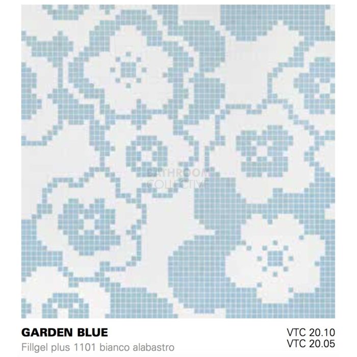Bisazza - Floral Garden Blue Decorative Glass Mosaic Tiles, order unit 1.66m2