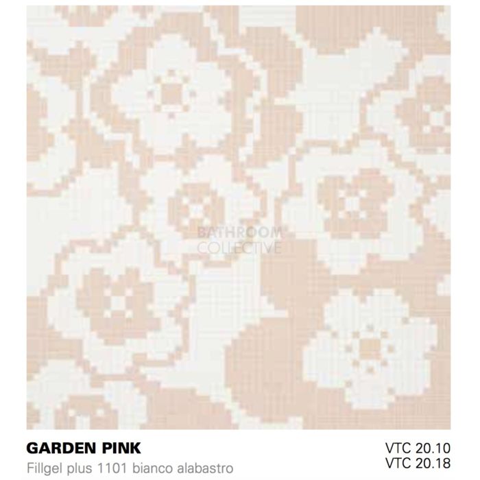 Bisazza - Floral Garden Pink Decorative Glass Mosaic Tiles, order unit 1.66m2