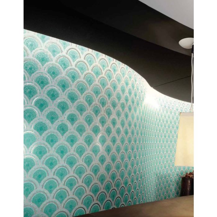 Bisazza - Timeless Loop Green Decorative Glass Mosaic Tiles, order unit of 1.0m2
