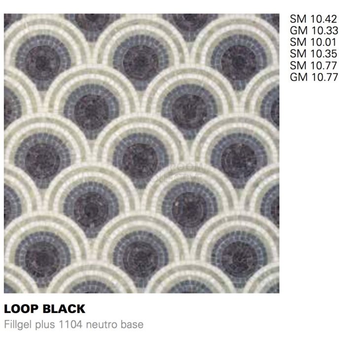 Bisazza - Timeless Loop Black Decorative Glass Mosaic Tiles, order unit 1.0m2