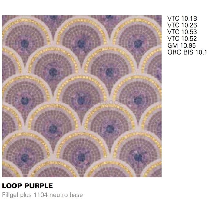 Bisazza - Timeless Loop Purple Decorative Glass Mosaic Tiles, order unit of 1.0m2