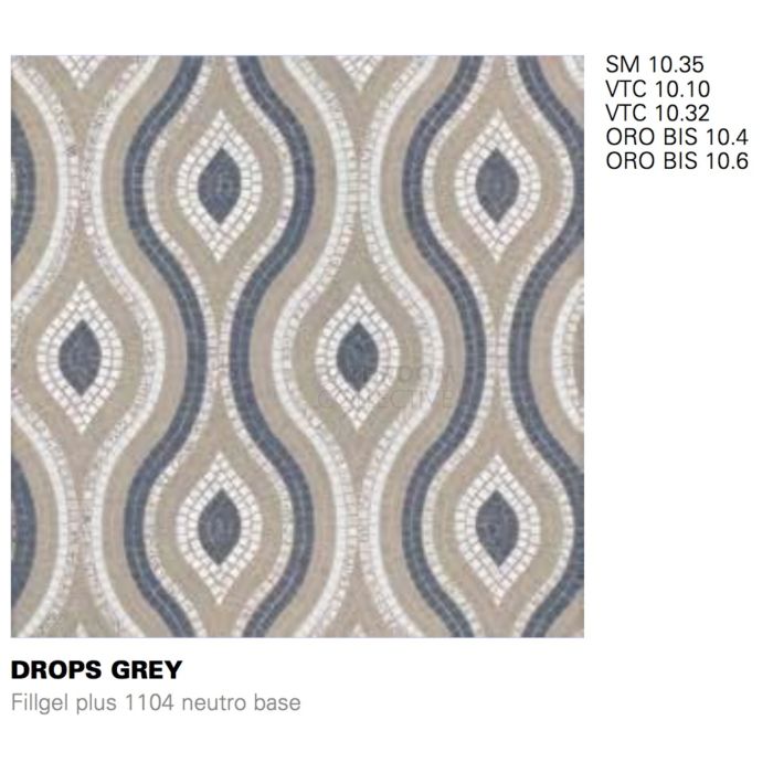Bisazza - Timeless Drops Grey Decorative Glass Mosaic Tiles, order unit 1.0m2