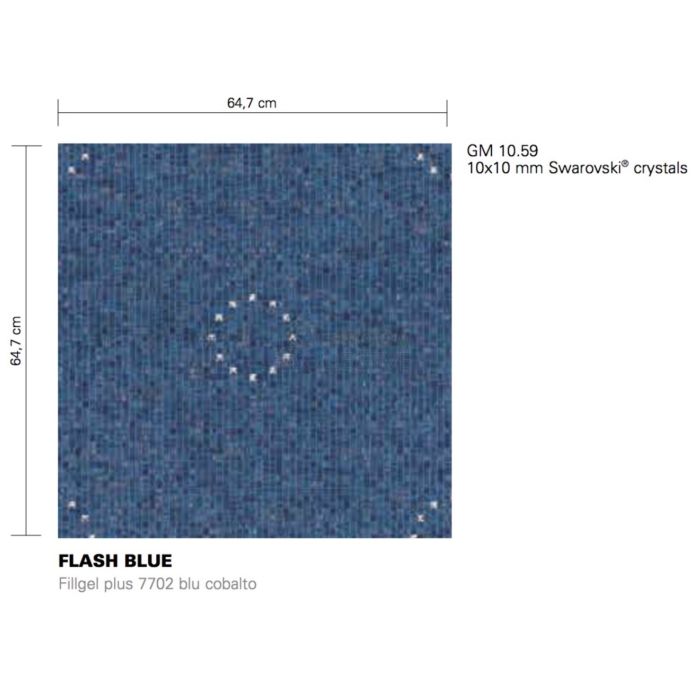 Bisazza - Luxe Flash Blue Decorative Glass Mosaic Tiles, order unit of 0.83m2