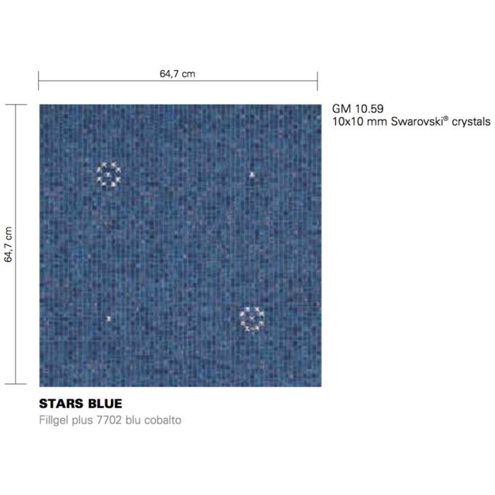 Bisazza - Luxe Stars Blue Decorative Glass Mosaic Tiles, order unit 0.83m2