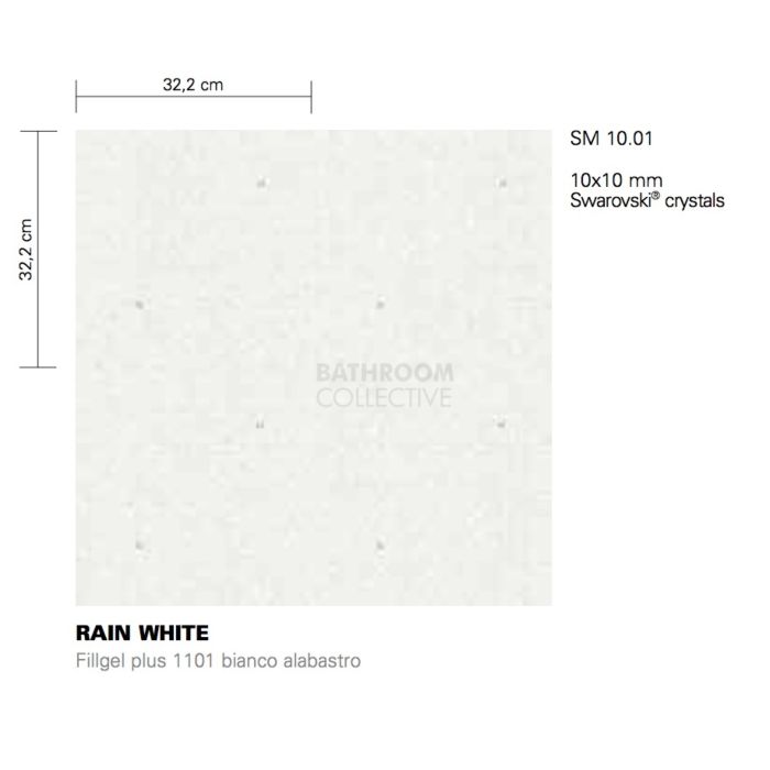 Bisazza - Luxe Rain White Decorative Glass Mosaic Tiles, order unit 1.03m2