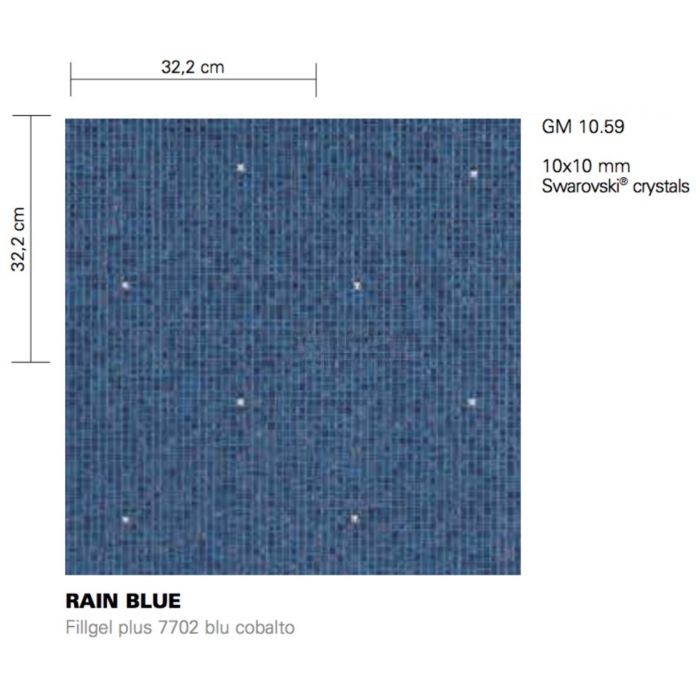 Bisazza - Luxe Rain Blue Decorative Glass Mosaic Tiles, order unit 1.03m2
