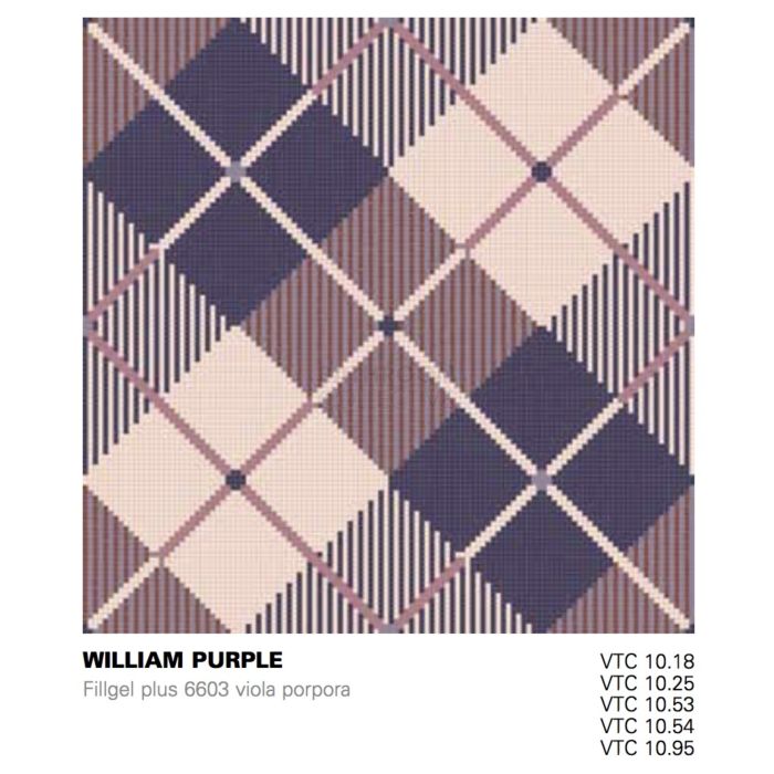Bisazza - Timeless William Purple Decorative Glass Mosaic Tiles, order unit of 1.66m2