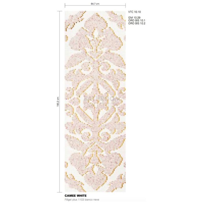 Bisazza - Timeless Camee White Decorative Glass Mosaic Tiles, order unit 1.24