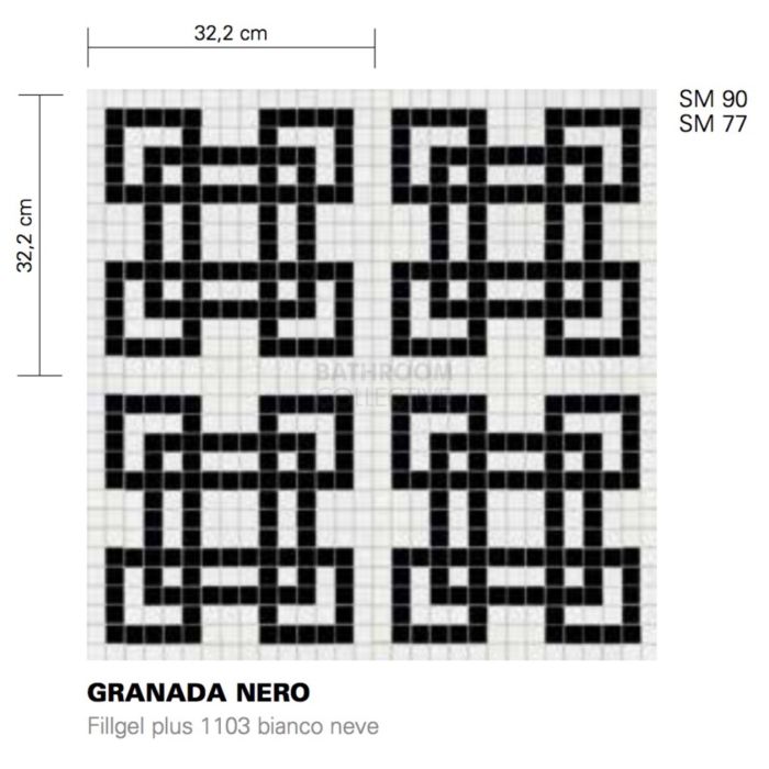 Bisazza - Timeless Granada Nero Decorative Glass Mosaic Tiles, order unit 2.07m2