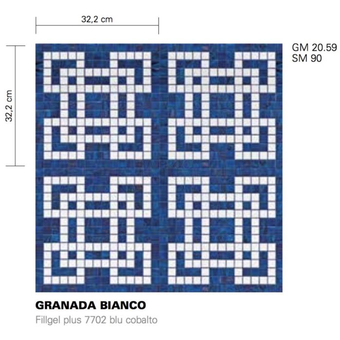 Bisazza - Timeless Granada Bianco Decorative Glass Mosaic Tiles, order unit of 2.07m2