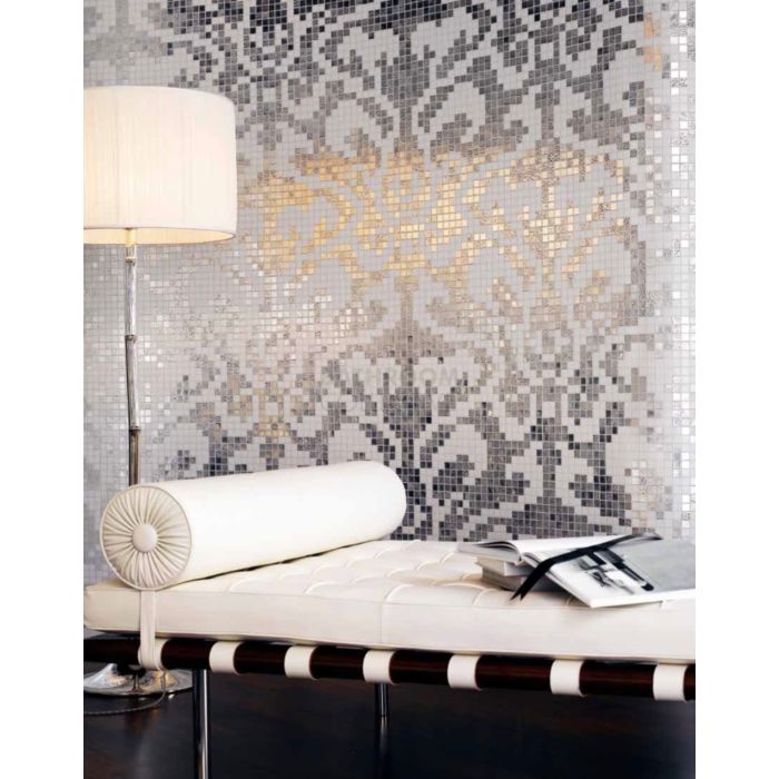 Bisazza - Timeless Damasco Oro Bianco Decorative Glass Mosaic Tiles, order unit 0.93m2