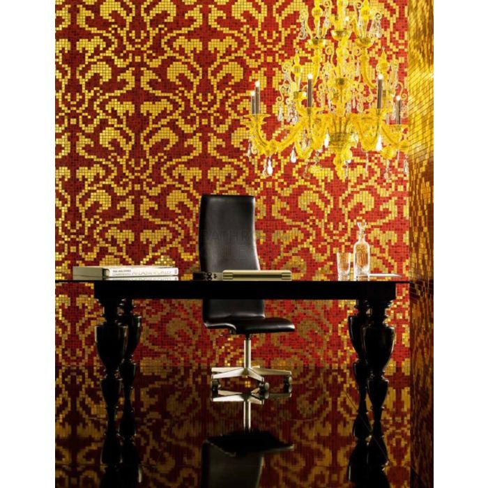 Bisazza - Timeless Damasco Rosso Oro Decorative Glass Mosaic Tiles, order unit 0.93m2