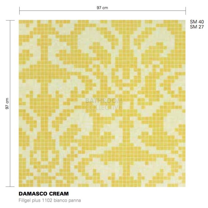 Bisazza - Timeless Damasco Cream Decorative Glass Mosaic Tiles, order unit 1.86