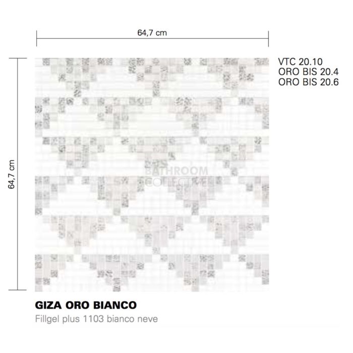 Bisazza - Timeless Giza Oro Bianco Decorative Glass Mosaic Tiles, order unit 0.83m2