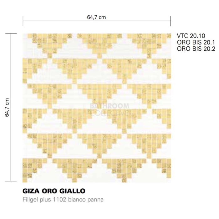 Bisazza - Timeless Giza Oro Giallo Decorative Glass Mosaic Tiles, order unit 0.83m2